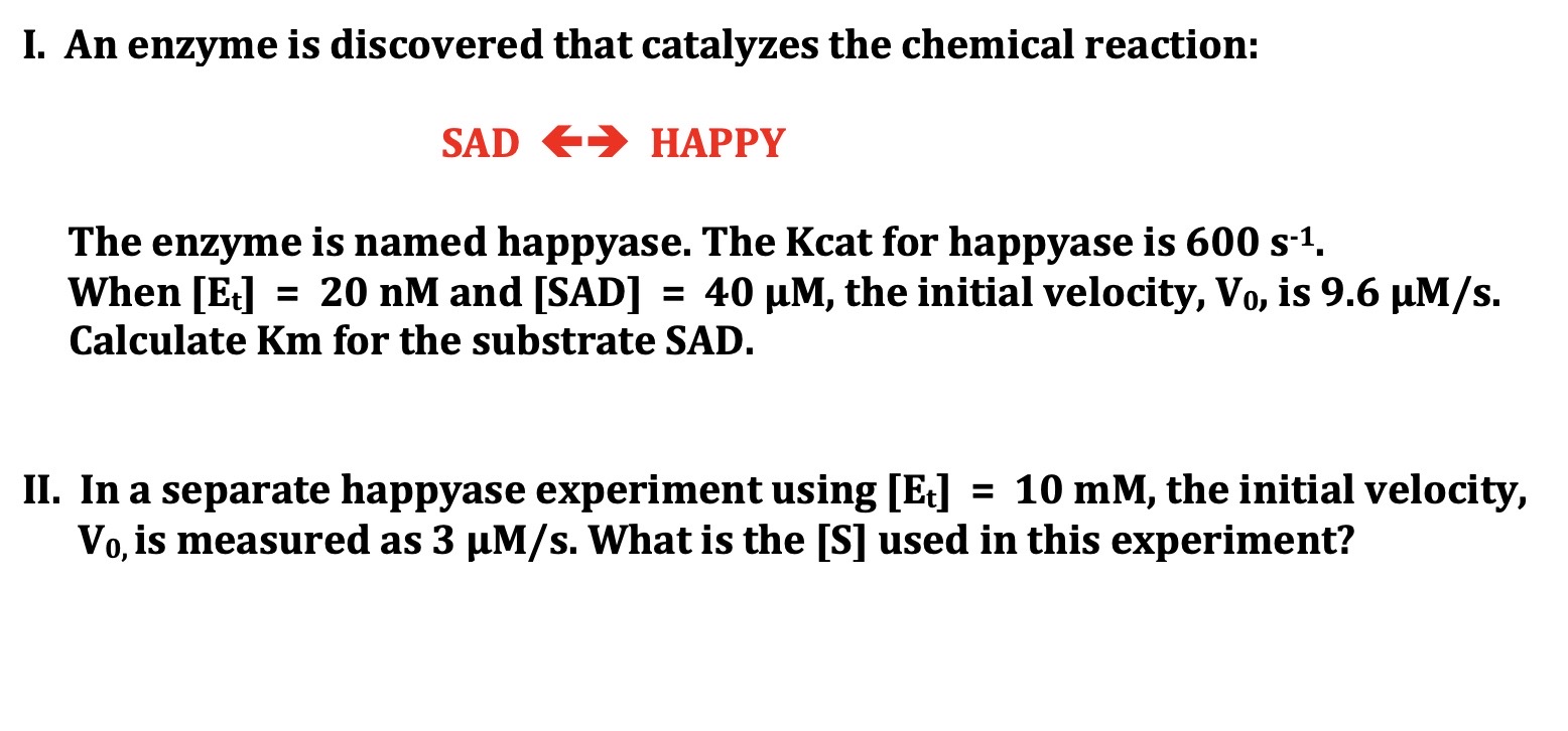 Solved I. An enzyme is discovered that catalyzes the | Chegg.com