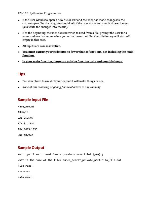 Solved How do I complete this Portfolio Tracker Program in | Chegg.com