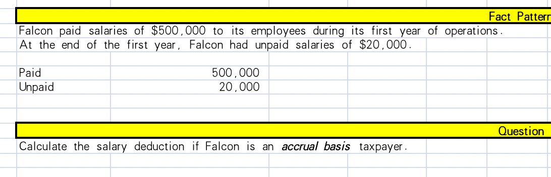 Solved Fact Patterr Falcon paid salaries of $500,000 to its | Chegg.com