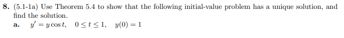 Solved 8. (5.1-1a) Use Theorem 5.4 to show that the | Chegg.com