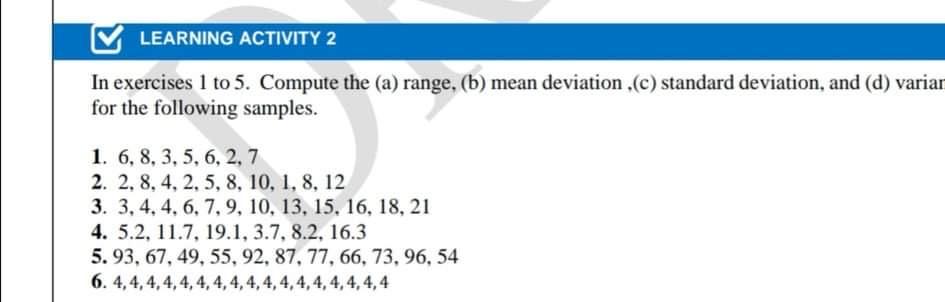 Solved LEARNING ACTIVITY 1 In Exercises 1 To 4. Use | Chegg.com