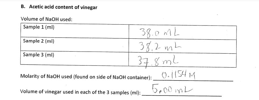 Solved Molarity of NaOH used (found on side of NaOH | Chegg.com