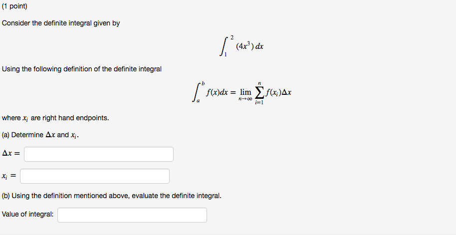 Solved 1 Point Consider The Definite Integral Given By