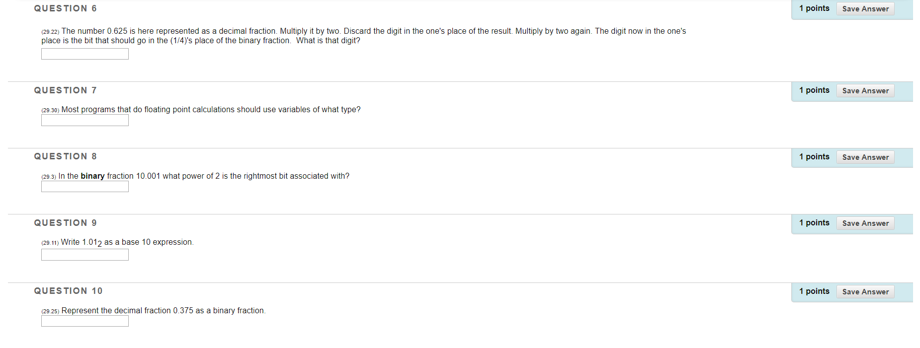 Solved QUESTION 6 1 points Save Answer (29.22) The number | Chegg.com
