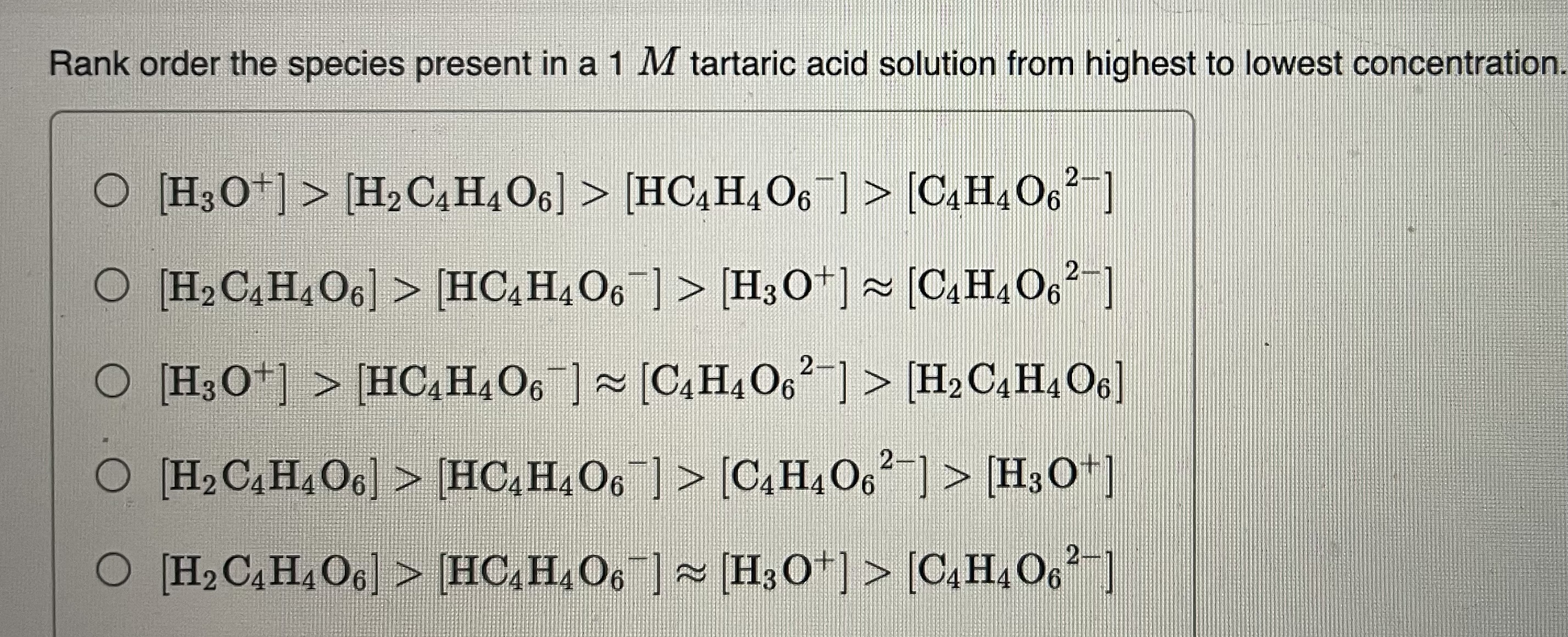 Solved Tartaric acid, H2C4H4O6, is a diprotic acid with | Chegg.com