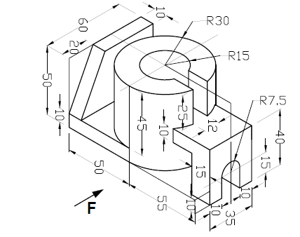 Solved Orthographic Projections in AutoCAD: For the shown | Chegg.com