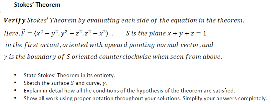 Solved Stokes Theorem Verify Stokes Theorem By Evaluating