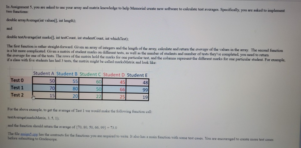 Solved In Assignment 5, you are asked to use your array and | Chegg.com