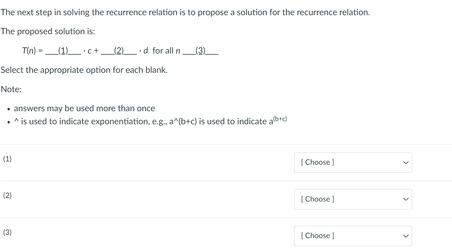 Solved The next step in solving the recurrence relation is | Chegg.com