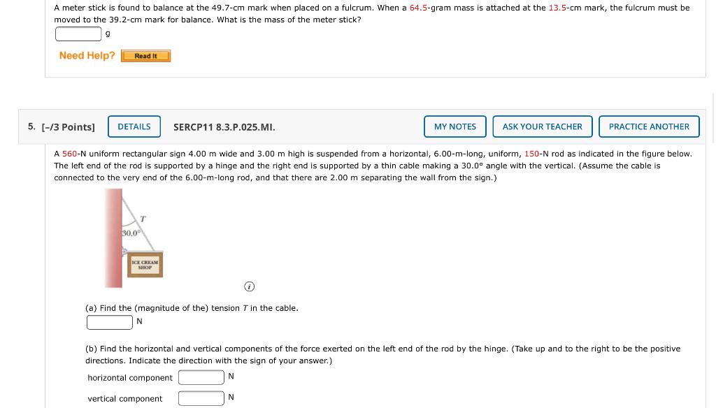 Solved A meter stick is found to balance at the 49.7-cm mark | Chegg.com
