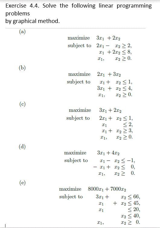 Solved Exercise 4.4. Solve the following linear programming | Chegg.com