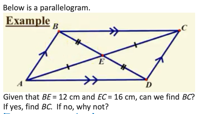 Solved Below Is A Parallelogram. Example B E * D Given That | Chegg.com