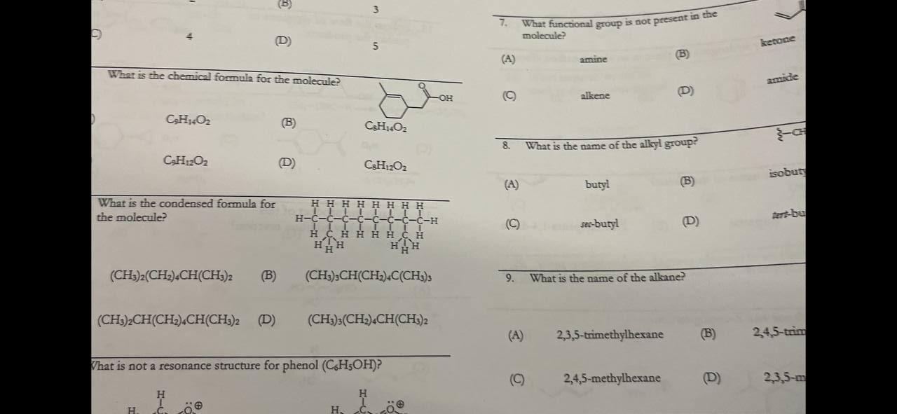 Solved 7. What functional group is not present in the (D) | Chegg.com