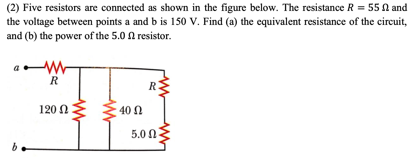 Solved (2) Five Resistors Are Connected As Shown In The | Chegg.com