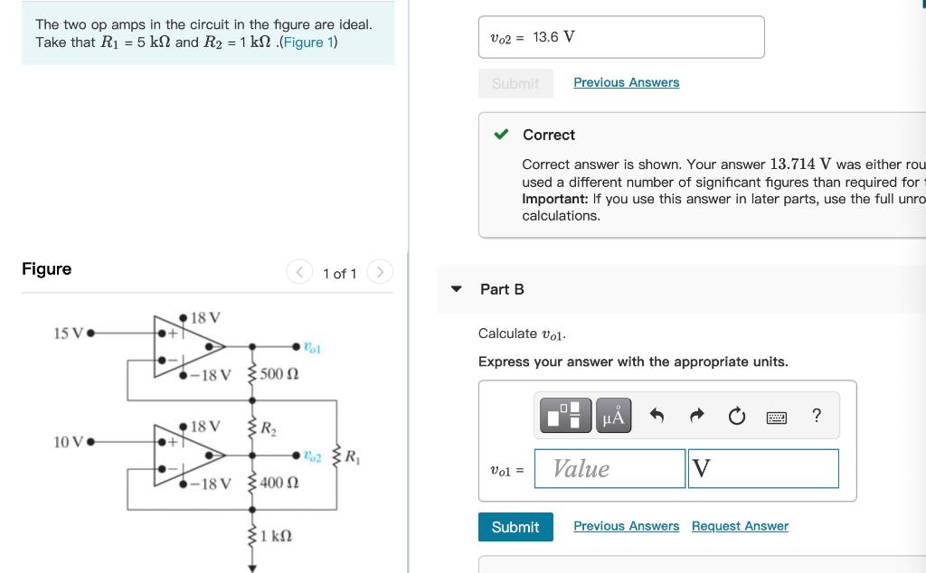 Solved The two op amps in the circuit in the figure are | Chegg.com