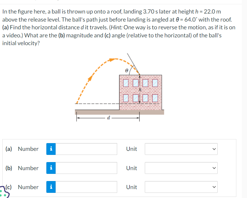 Solved In the figure here, a ball is thrown up onto a roof, | Chegg.com