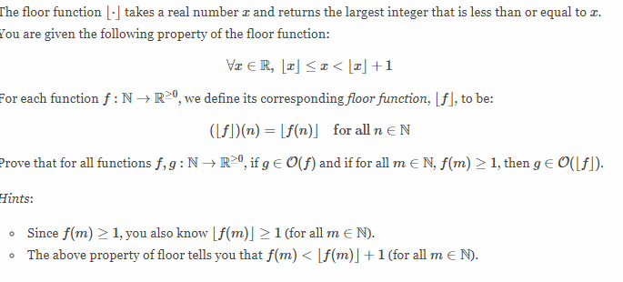 Solved The floor function () takes a real number x and | Chegg.com