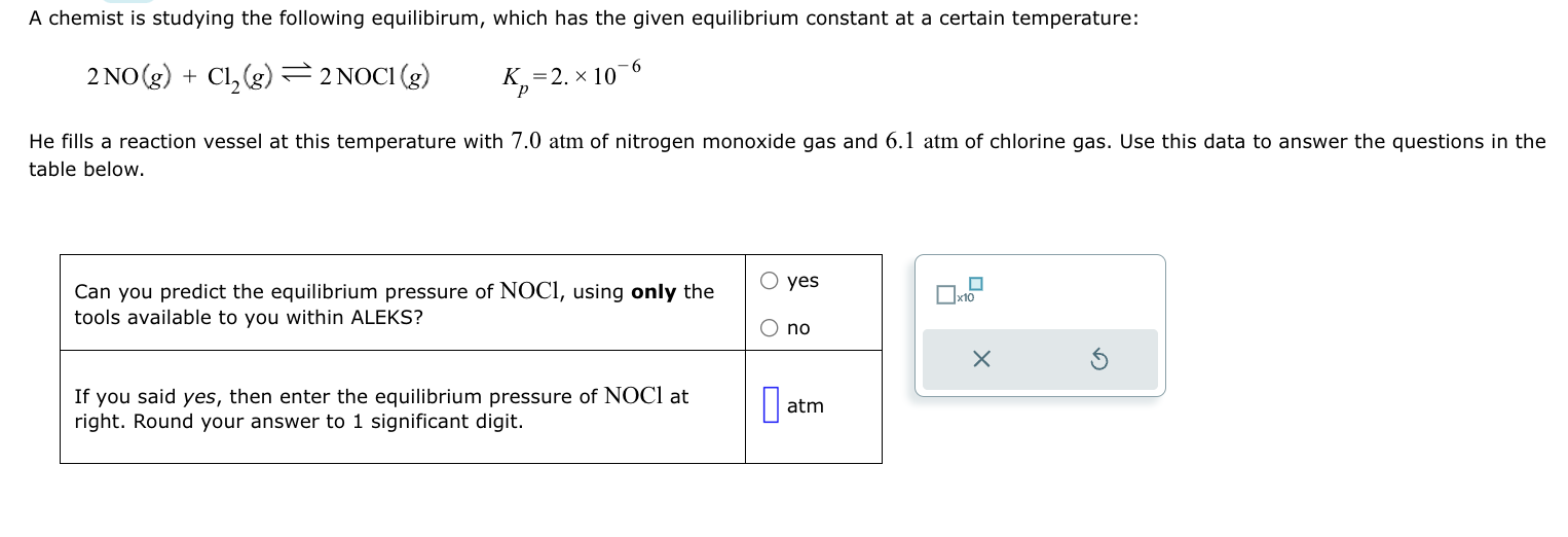 Solved A chemist is studying the following equilibirum, | Chegg.com