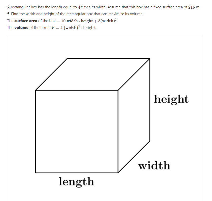 Solved A Rectangular Box Has The Length Equal To 4 Times Its Chegg Com   PhpuEPdyx