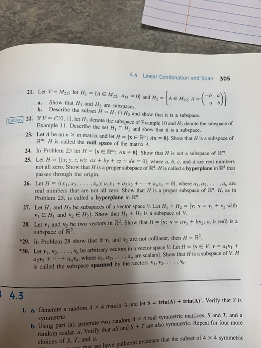 Solved In Problems 1-20 determine whether the given subset H | Chegg.com