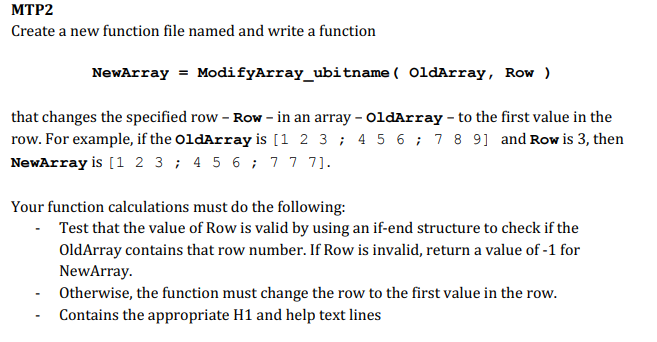 Solved MTP2 Create a new function file named and write a | Chegg.com