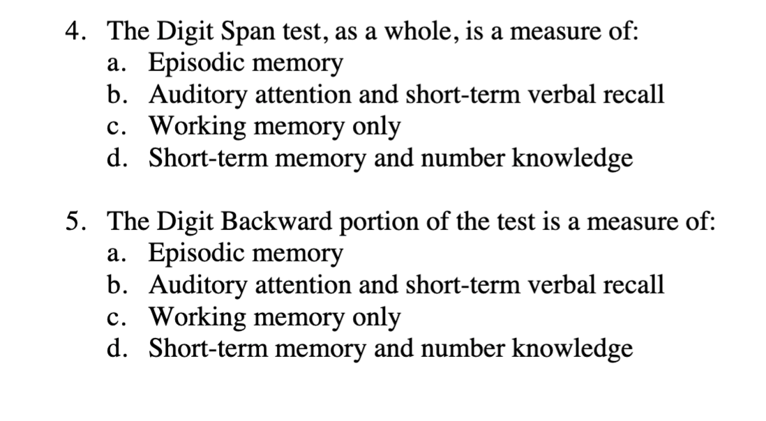 memory recall test