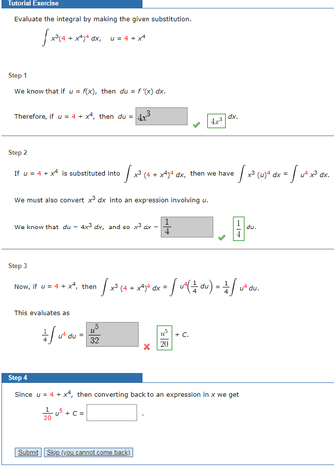 Solved Tutorial Exercise Evaluate the integral by making the | Chegg.com