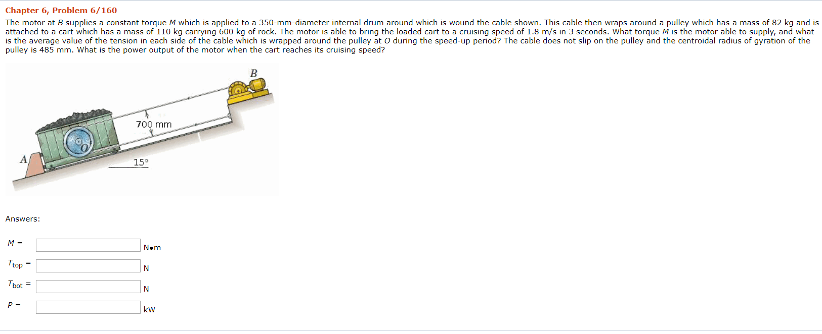 Solved Chapter 6, Problem 6/160 The Motor At B Supplies A | Chegg.com