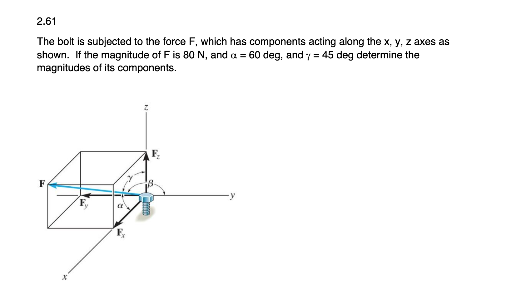 Solved 2.61 The bolt is subjected to the force F, which has