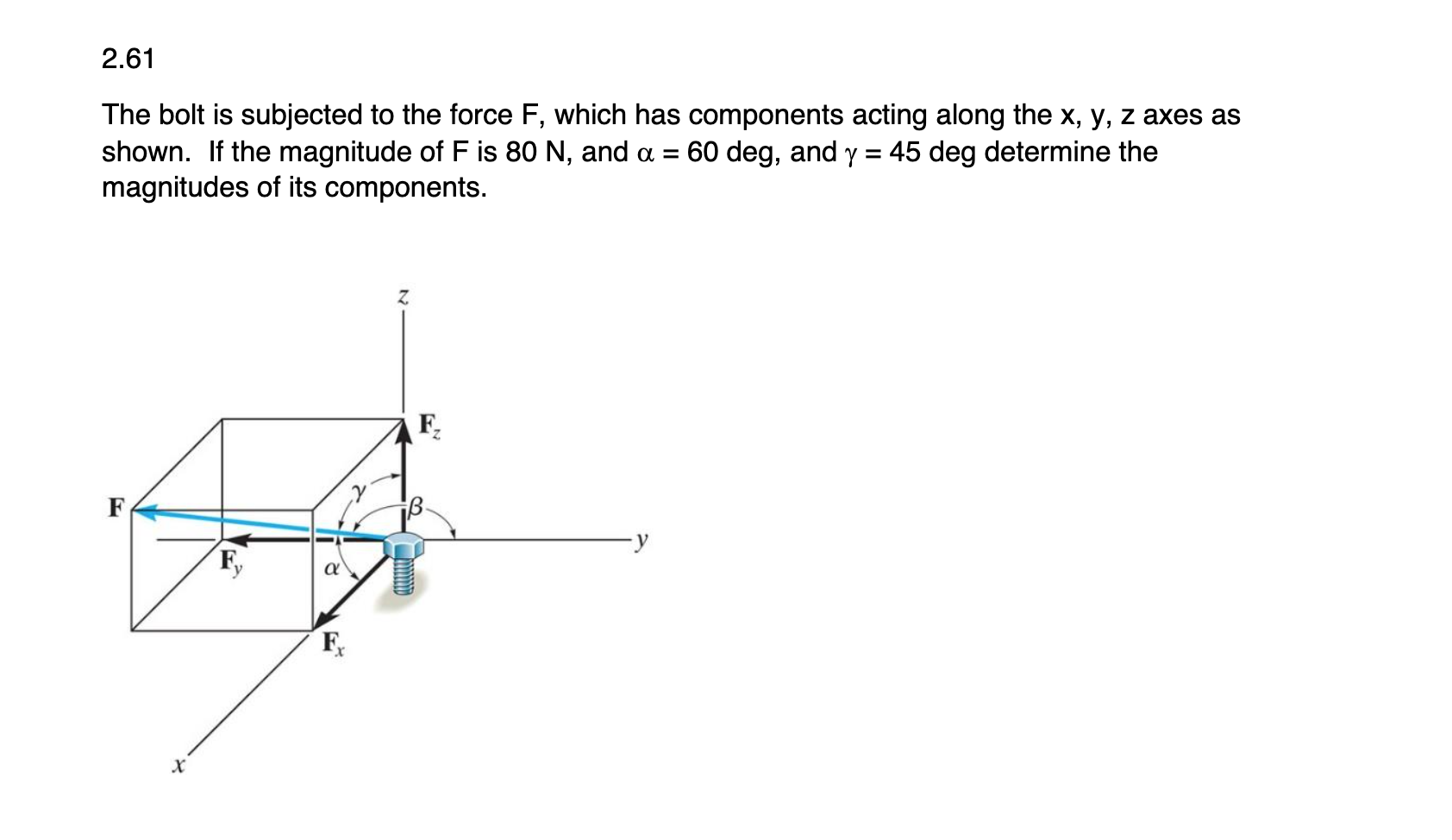 Solved 2.61 The Bolt Is Subjected To The Force F, Which Has | Chegg.com