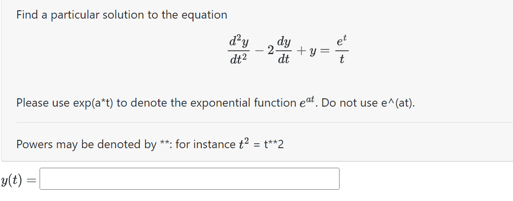 Solved Find a particular solution to the equation | Chegg.com