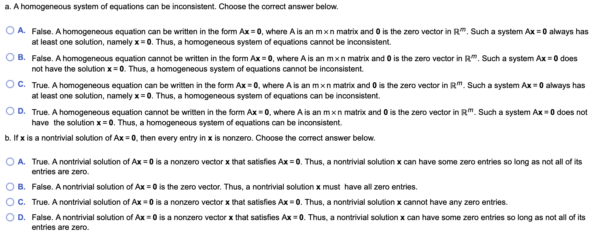 Solved a. A homogeneous system of equations can be | Chegg.com