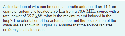 Solved A Circular Loop Of Wire Can Be Used As A Radio | Chegg.com