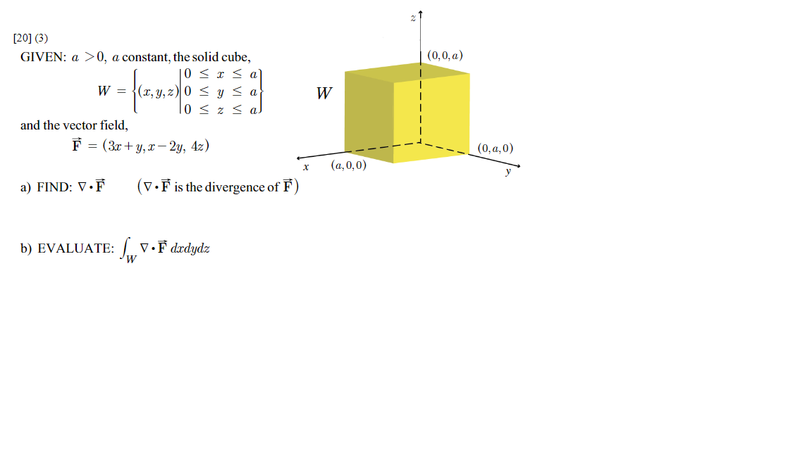 Solved [20] (3)GIVEN: a>0,a constant, the solid | Chegg.com
