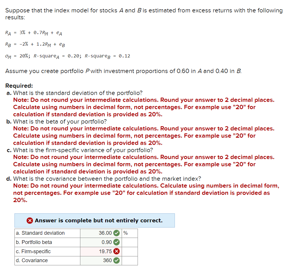 Solved Suppose that the index model for stocks \( ﻿A \) ﻿and