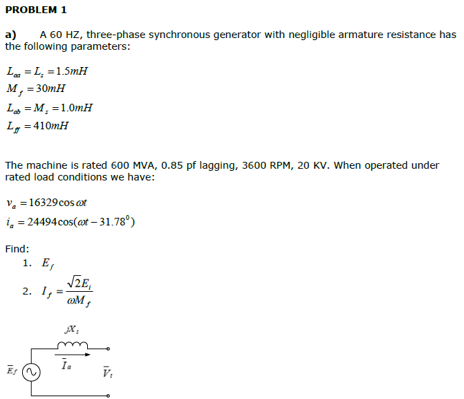 Solved a) A 60HZ, threephase synchronous generator with