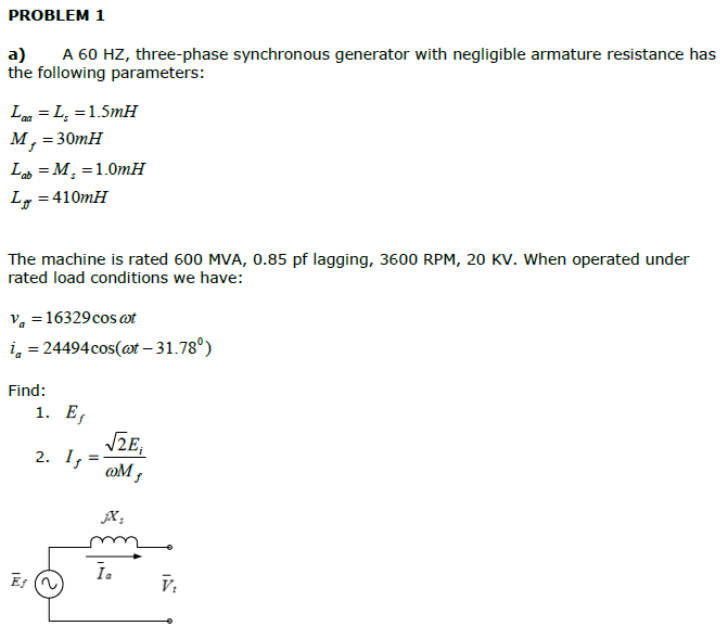 Solved A A Hz Three Phase Synchronous Generator With Chegg Com