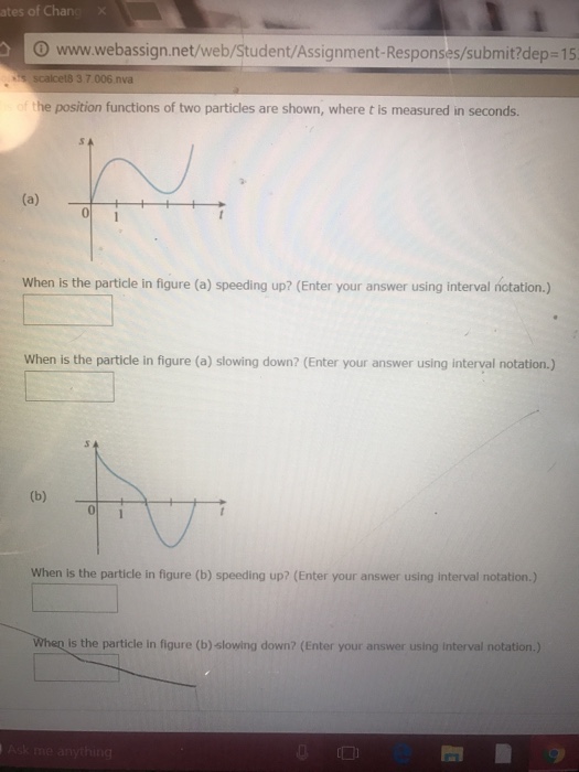 Solved The position functions of two particles are shown, | Chegg.com