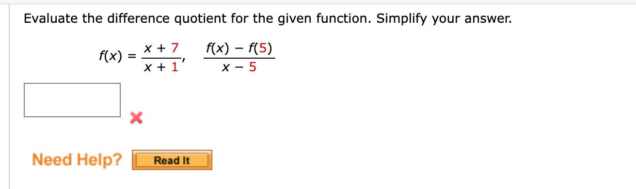 Solved Evaluate the difference quotient for the given | Chegg.com