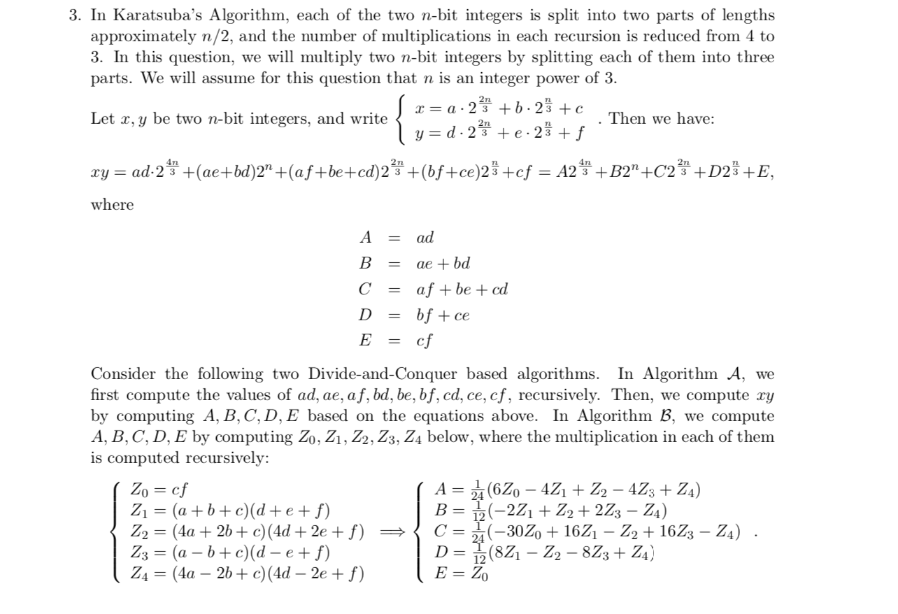 Solved For Each Algorithm A And B Write Down The Recurrence 8916