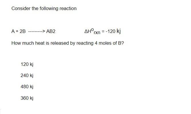 Solved Consider The Following Reaction A + 2B ------ -> AB2 | Chegg.com