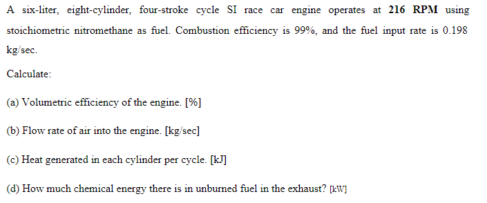 Solved A six-liter, eight-cylinder, four-stroke cycle SI | Chegg.com