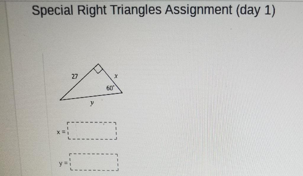 special right triangles assignment answers