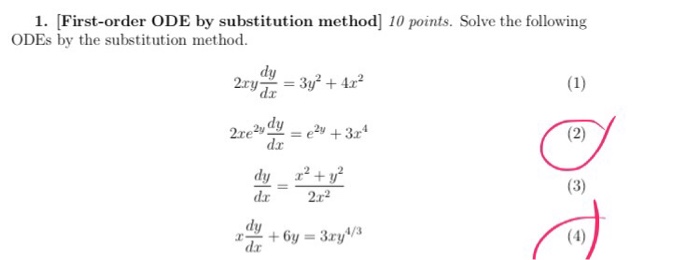 Solved [First-order ODE by substitution method] Solve the | Chegg.com