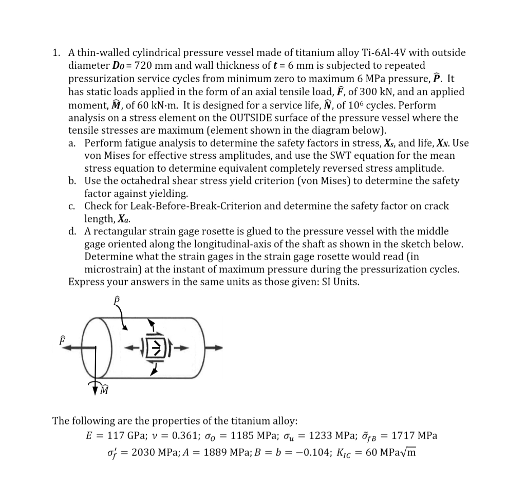 1. A thin-walled cylindrical pressure vessel made of | Chegg.com