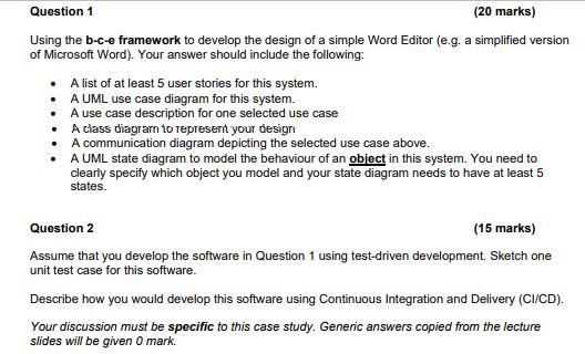 Solved Question 1 (20 Marks) Using The B-c-e Framework To | Chegg.com