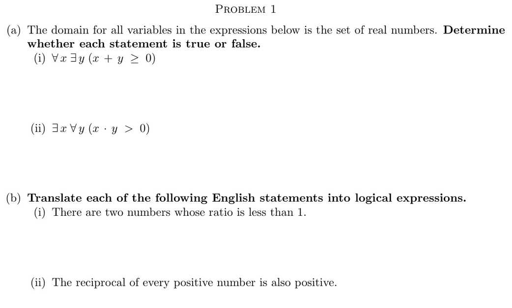 Solved Problem A The Domain For All Variables In The Chegg Com