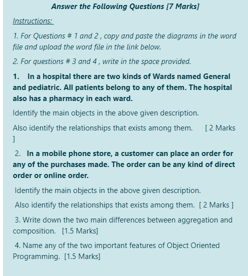 Solved Answer the following Questions [7 Marks] | Chegg.com