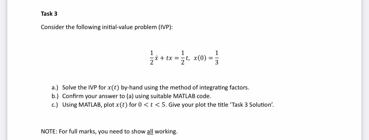 Solved Consider The Following Initial Value Problem Ivp