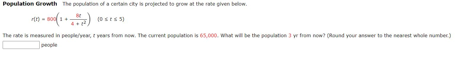 Solved Population Growth The population of a certain city is | Chegg.com